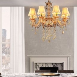 Europejski kryształowy żyrandol Elegancka bursztynowa lampa wisząca