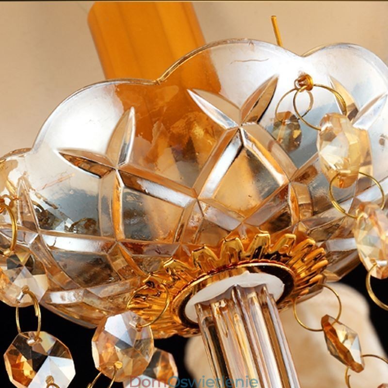 Europejski kryształowy żyrandol Elegancka bursztynowa lampa wisząca