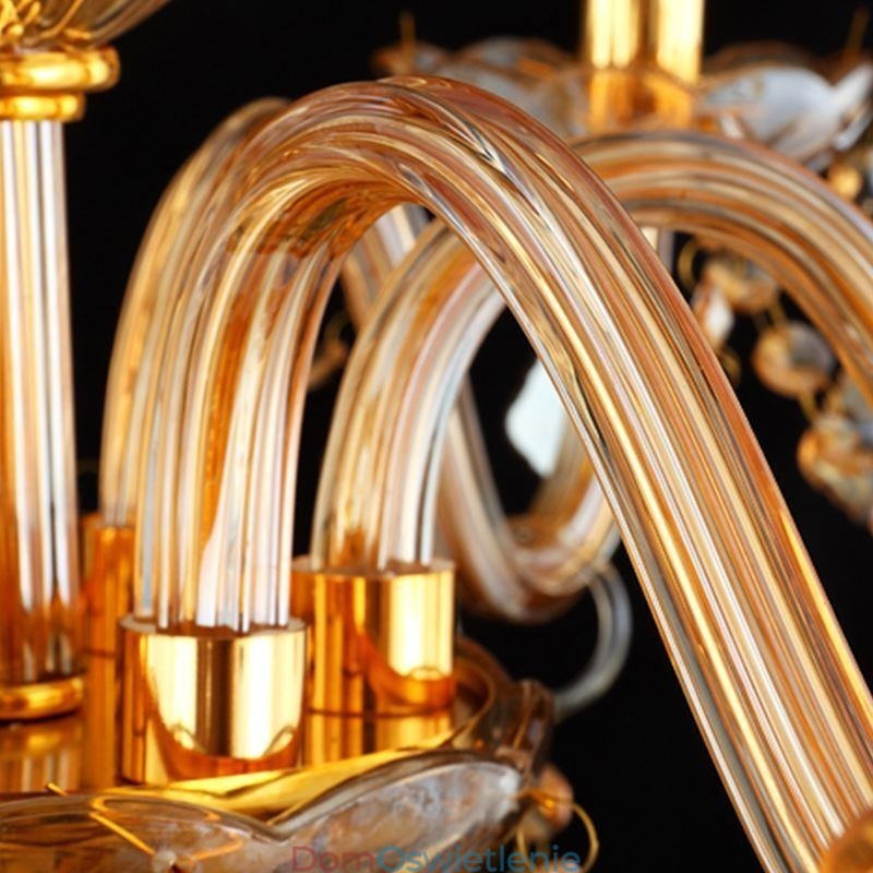 Europejski kryształowy żyrandol Elegancka bursztynowa lampa wisząca