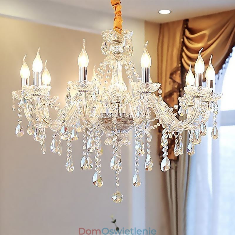 Nowoczesny kryształowy żyrandol europejska przezroczysta lampa wisząca