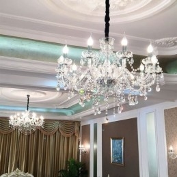 Nowoczesny kryształowy żyrandol europejska przezroczysta lampa wisząca