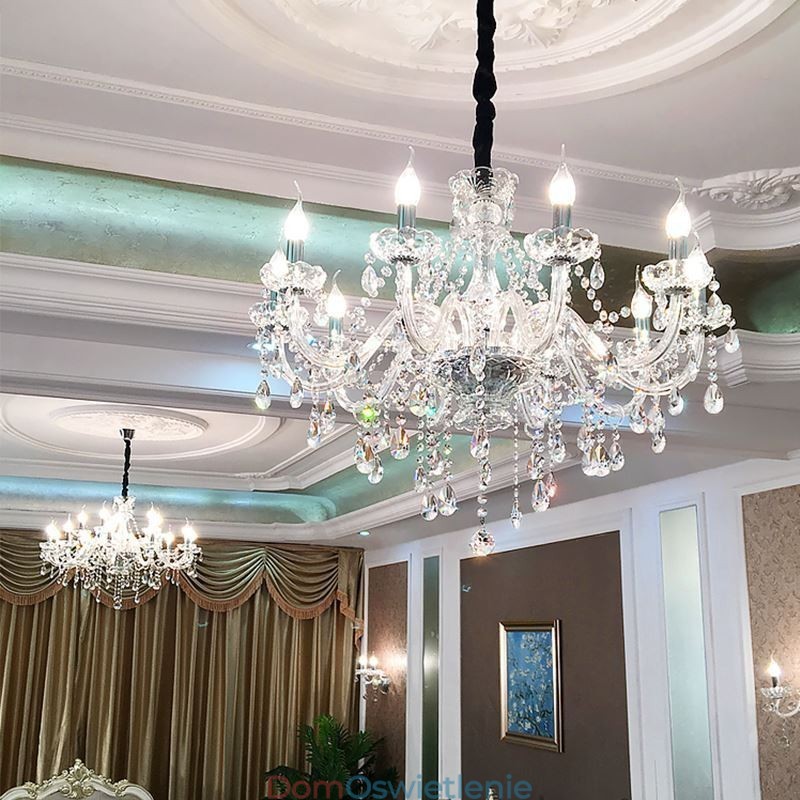 Nowoczesny kryształowy żyrandol europejska przezroczysta lampa wisząca