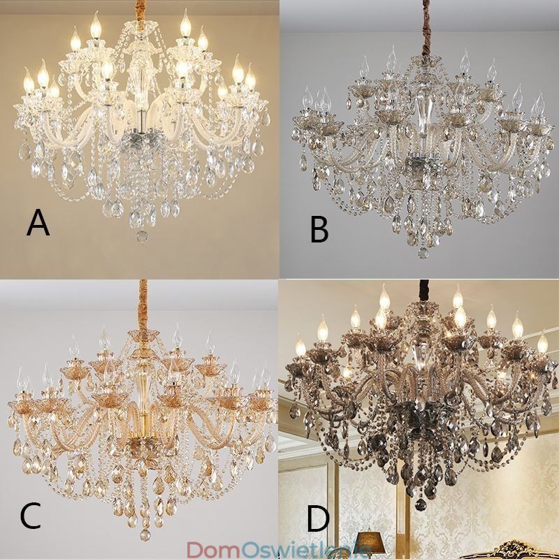 Luksusowy kryształowy żyrandol, europejska elegancka lampa wisząca
