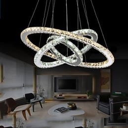 Lampy wiszące Bursztynowe i przezroczyste kryształowe żyrandole K9 Oświetlenie z 3 pierścieniami