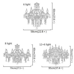 Europejski kryształowy żyrandol w kolorze czerwonym