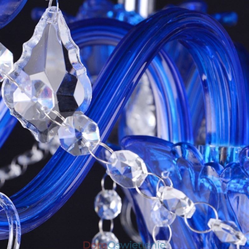 Europejski styl kryształowy żyrandol niebieski kryształ szkło wiszące lampa