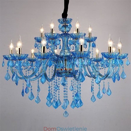 Elegancki kryształowy żyrandol europejska niebieska lampa wisząca Elegancki kryształowy żyrandol europejska niebieska lampa wisząca