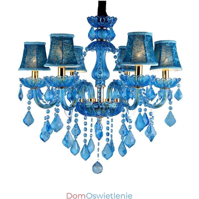Elegancki kryształowy żyrandol europejska niebieska lampa wisząca
