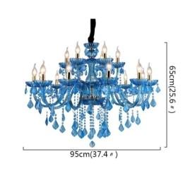Elegancki kryształowy żyrandol europejska niebieska lampa wisząca