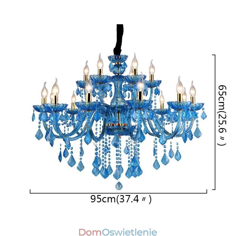 Elegancki kryształowy żyrandol europejska niebieska lampa wisząca