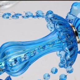 Elegancki kryształowy żyrandol europejska niebieska lampa wisząca