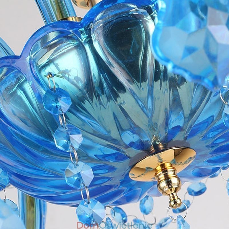 Elegancki kryształowy żyrandol europejska niebieska lampa wisząca