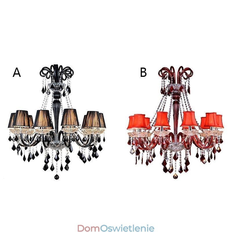 Retro kryształowy żyrandol europejska czarna lampa wisząca