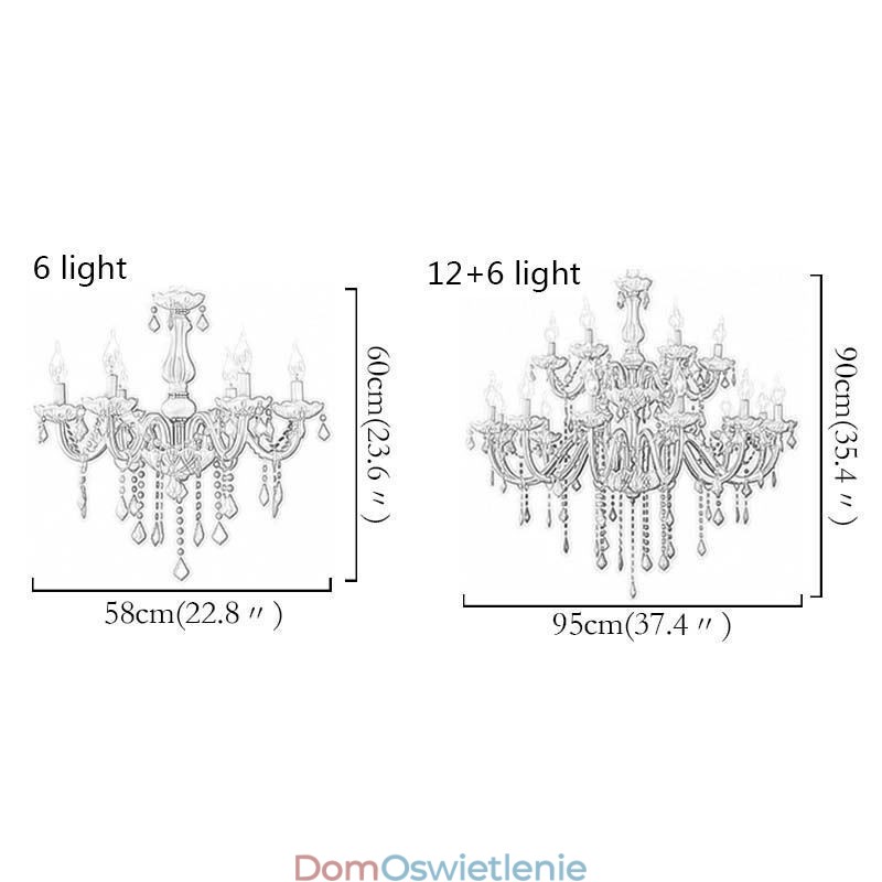 Elegancki kryształowy żyrandol, europejska duża lampa wisząca