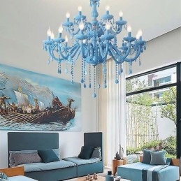 Elegancki kryształowy żyrandol, europejska duża lampa wisząca