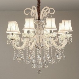 Elegancki kryształowy żyrandol w kolorze europejskim, wisząca lampa w kolorze białym