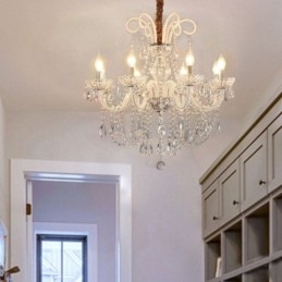 Elegancki kryształowy żyrandol w kolorze europejskim, wisząca lampa w kolorze białym