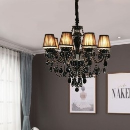 Luksusowy kryształowy żyrandol europejski czarny 10 świateł