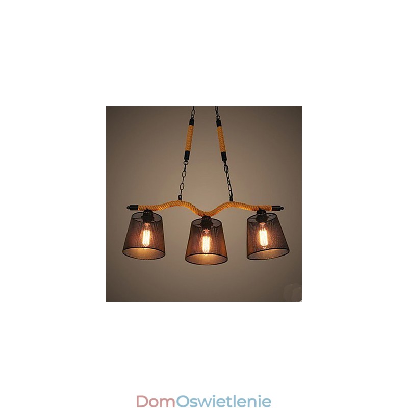Retro kreatywny żyrandol linowy z trzema głowami pasterskimi