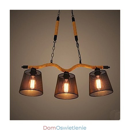 Retro kreatywny żyrandol linowy z trzema głowami pasterskimi