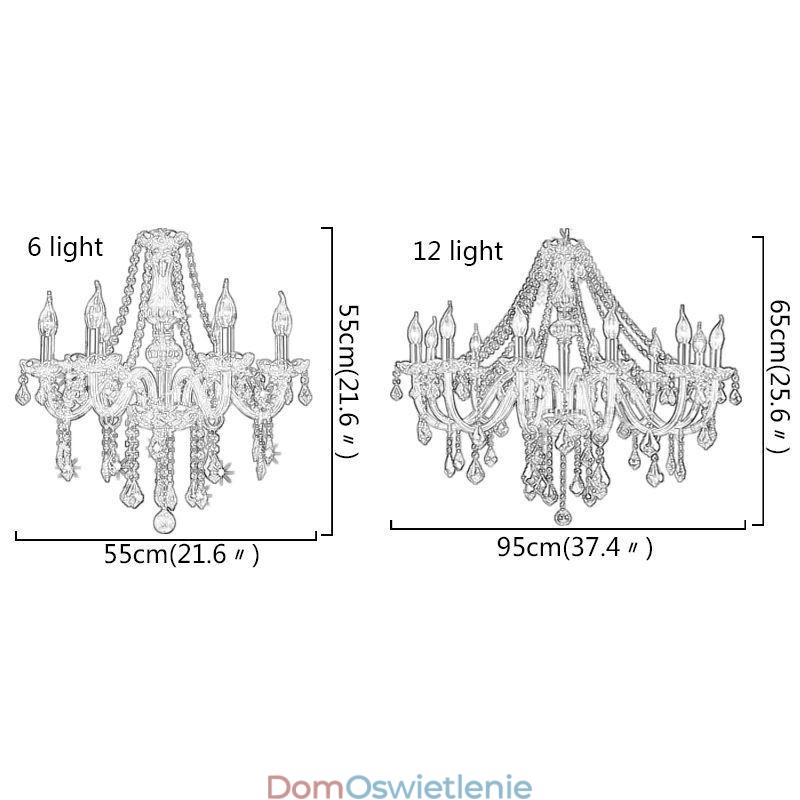 Europejski kryształowy żyrandol luksusowy wiszący w kolorze bursztynu