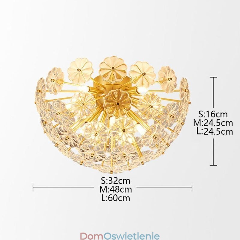 Półokrągła szklana lampa sufitowa wpuszczana w nowoczesny dekoracyjny kształt kwiatu