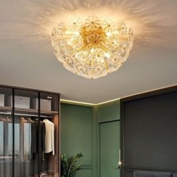 Półokrągła szklana lampa sufitowa wpuszczana w nowoczesny dekoracyjny kształt kwiatu