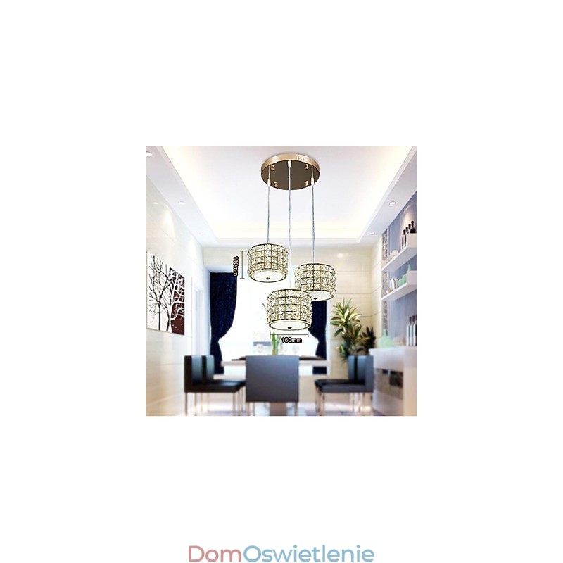 Pojedyncza lampa wisząca z 3 kryształkami