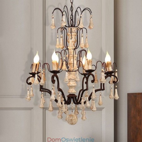 Drewniana lampa wisząca w stylu retro, elegancki żyrandol Drewniana lampa wisząca w stylu retro, elegancki żyrandol