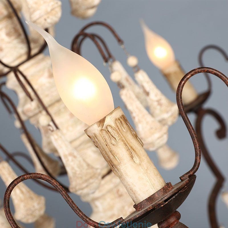 Drewniana lampa wisząca w stylu retro, elegancki żyrandol
