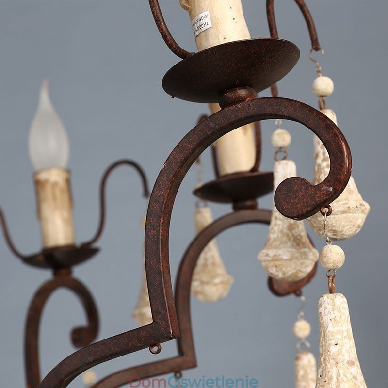 Drewniana lampa wisząca w stylu retro, elegancki żyrandol