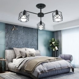 Nowoczesna lampa wisząca w klatce dla ptaków, żelazne oświetlenie dekoracyjne