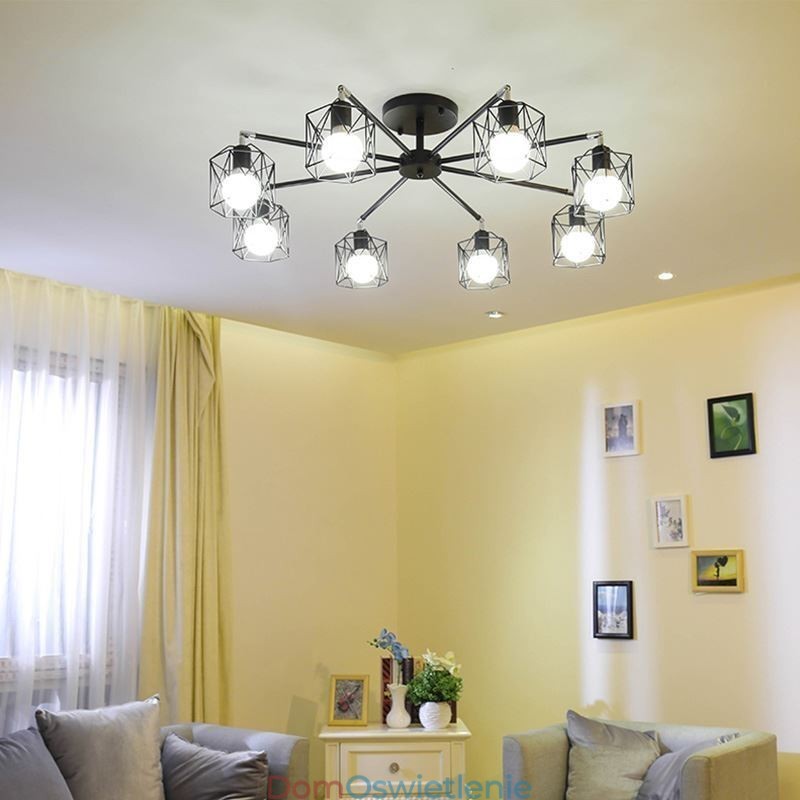 Nowoczesna lampa wisząca w klatce dla ptaków, żelazne oświetlenie dekoracyjne