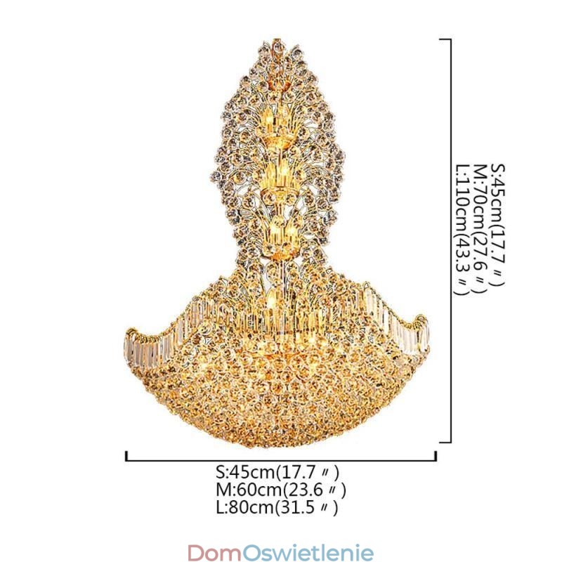 Europejski kryształowy żyrandol Empire Duża złota lampa wisząca