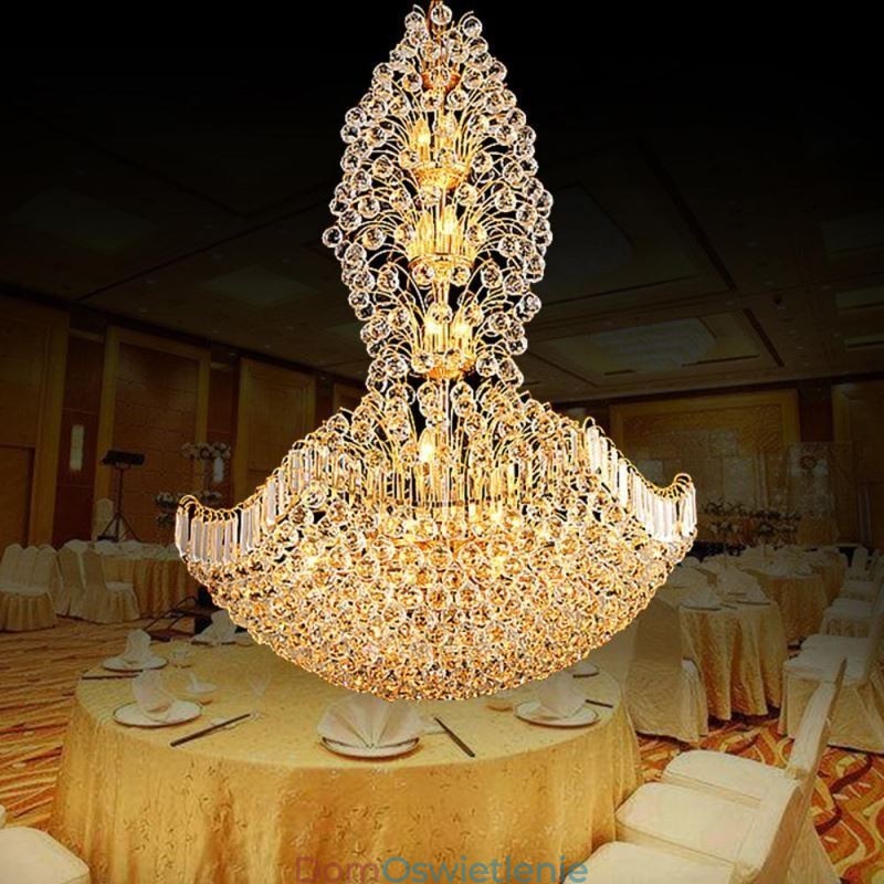 Europejski kryształowy żyrandol Empire Duża złota lampa wisząca