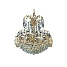 Elegancki kryształowy żyrandol, klasyczna lampa wisząca w kolorze złota