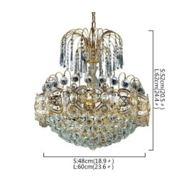 Elegancki kryształowy żyrandol, klasyczna lampa wisząca w kolorze złota