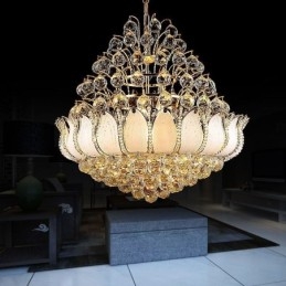 Współczesny kryształowy żyrandol Empire w kolorze złotym wisząca lampa Lotus