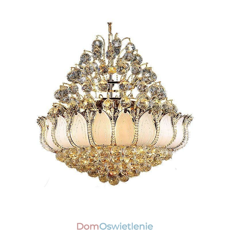 Współczesny kryształowy żyrandol Empire w kolorze złotym wisząca lampa Lotus