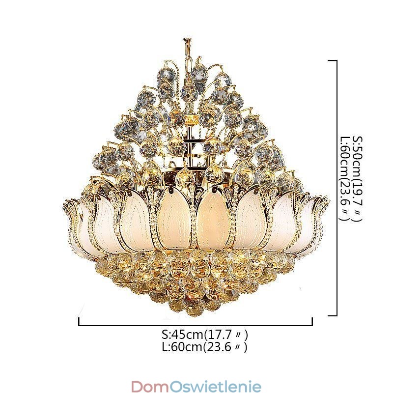Współczesny kryształowy żyrandol Empire w kolorze złotym wisząca lampa Lotus