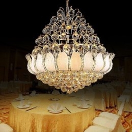 Współczesny kryształowy żyrandol Empire w kolorze złotym wisząca lampa Lotus
