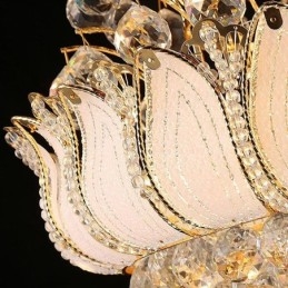 Współczesny kryształowy żyrandol Empire w kolorze złotym wisząca lampa Lotus