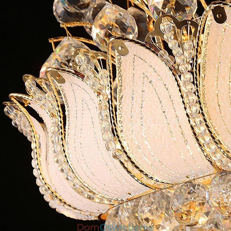 Współczesny kryształowy żyrandol Empire w kolorze złotym wisząca lampa Lotus