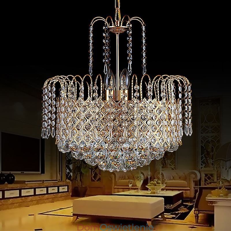 Luksusowy kryształowy żyrandol, nowoczesna elegancka lampa wisząca