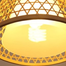 Bambusowa półpłaska lampa sufitowa okrągła, kreatywna, oświetlenie przedsionka