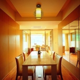 Unikalna, półpłaska, okrągła, bambusowa lampa sufitowa, oświetlenie ganku