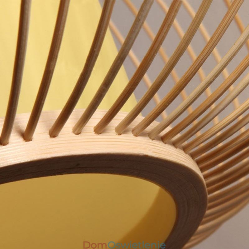 Unikalna, półpłaska, okrągła, bambusowa lampa sufitowa, oświetlenie ganku