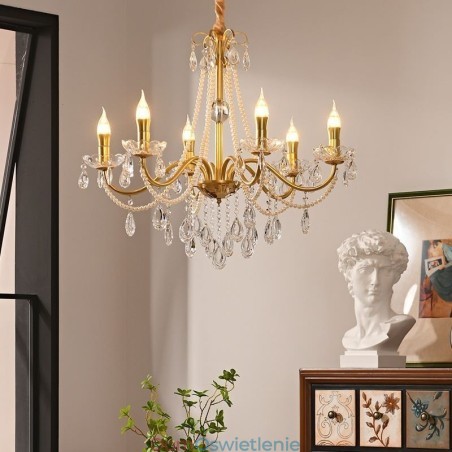 Amerykańska kryształowa lampa wisząca w stylu rustykalnym, kreatywna lampa sufitowa z żelaza Amerykańska kryształowa lampa wisząca w stylu rustykalnym, kreatywna lampa sufitowa z żelaza
