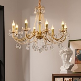 Amerykańska kryształowa lampa wisząca w stylu rustykalnym, kreatywna lampa sufitowa z żelaza