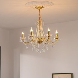 Amerykańska kryształowa lampa wisząca w stylu rustykalnym, kreatywna lampa sufitowa z żelaza